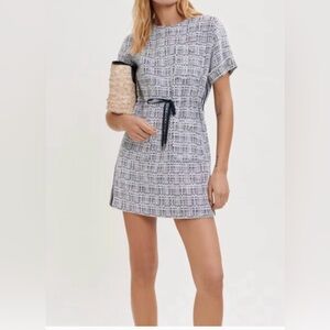 Maje Black and White Checkered Mini Dress
